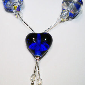 Braccialetti in Vetro di Murano colore blu trasparente con cuore blu