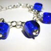 Bracciali Charms in Vetro di Murano colore blu trasparente a cubi