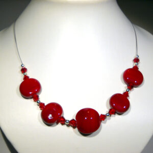 Collane in Vetro di Murano cinque perle colore rosso