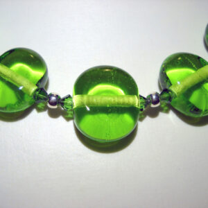 Collane in Vetro di Murano cinque perle colore verde trasparente